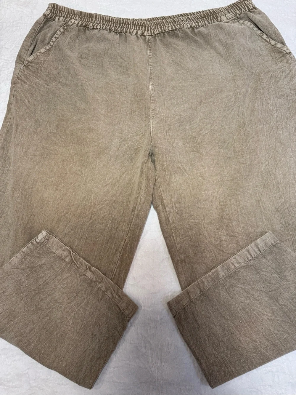 Sacred Threads Pants Womens 2X Brown Cotton Pull On Boho Lagenlook Wide Leg